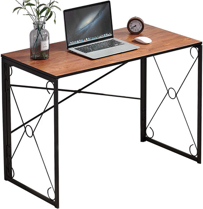 40'' Folding Desk No Assembly Required, Foldable Home Office Computer Table