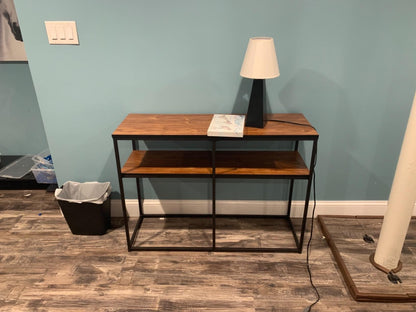 Multipurpose Console, Narrow Sofa 3-Tier Rustic Hallway Table with Storage Shelves