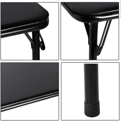 Folding Portable Card Table Square with Collapsible Legs & Vinyl Upholstery