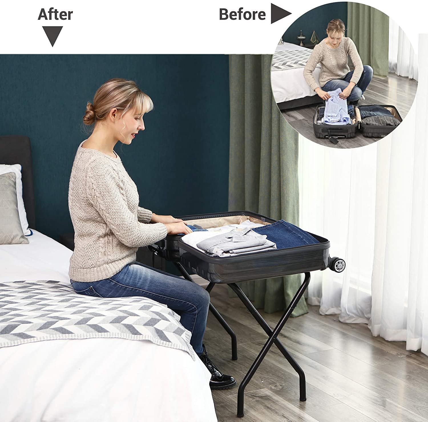 HELENA Metal Folding Luggage Rack - HWLEXTRA