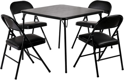 Folding Portable Card Table Square with Collapsible Legs & Vinyl Upholstery