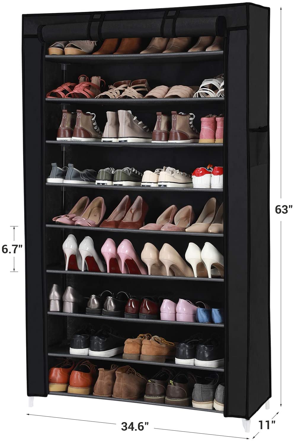 10-Tier Shoe Rack, 34.6 x 11 x 63 Inches, Holds up to 50 Pairs