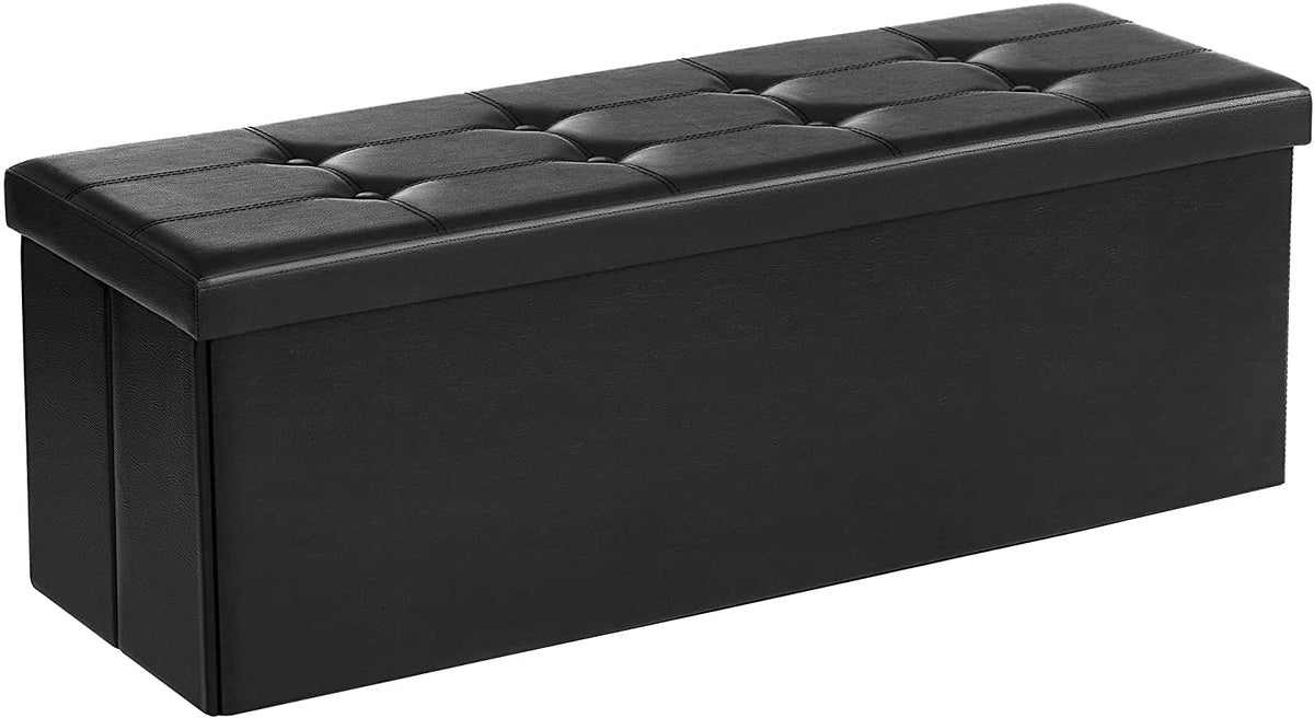 Brown Foldable Storage Ottoman Bench - HWLEXTRA