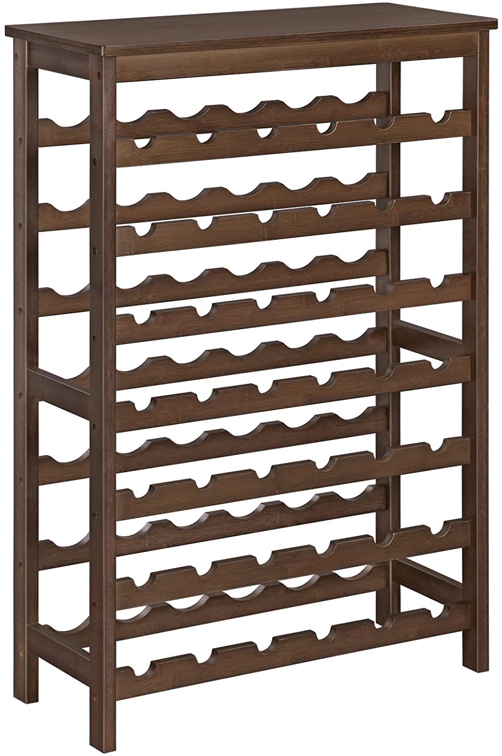 Free Standing Floor 42-Bottle Wine Rack , 7-Tier Display Wine Storage Shelves with Table Top, Bamboo Wobble-Free Bottle Holder - HWLEXTRA 