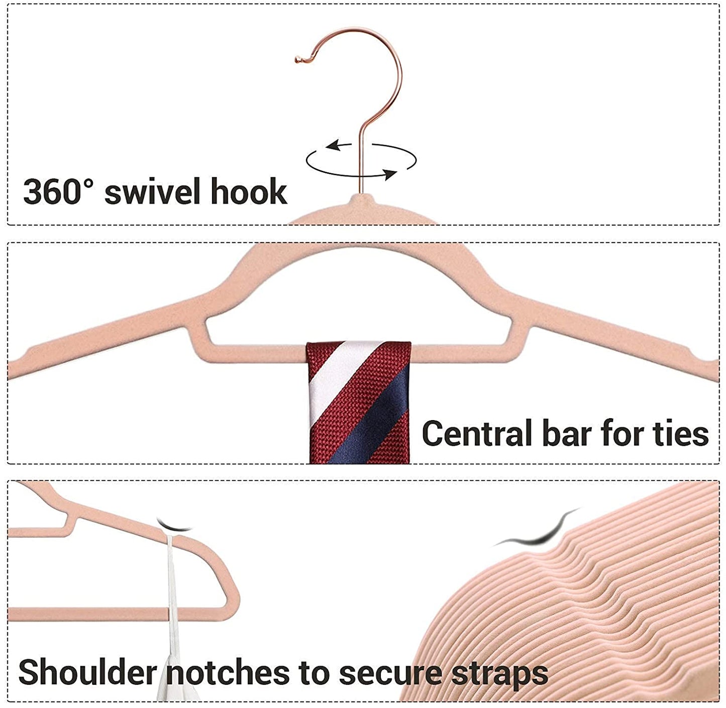 50 Velvet Coat Hangers Bundle with 30 Skirt Hangers, Space-Saving Closet Organization, Swivel Hooks - HWLEXTRA 