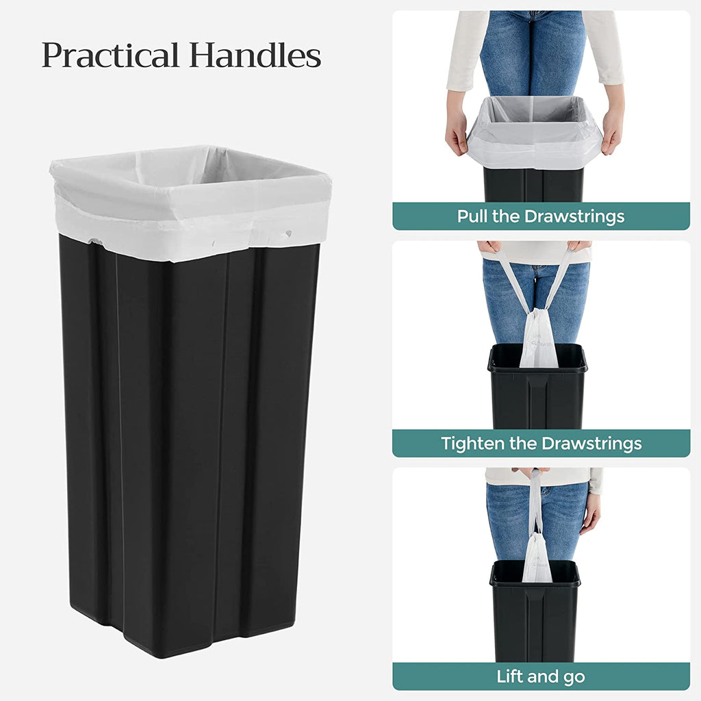SONGMICS Drawstring Trash Bags 8.5 Gal. Garbage Bags for 8 Gal. or 16 Gal.  Dual Trash Cans for Kitchen White