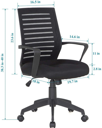 Office Chair with PU Padded Seat Cushion, Adjustable Armrest, Ergonomic Lumbar Support