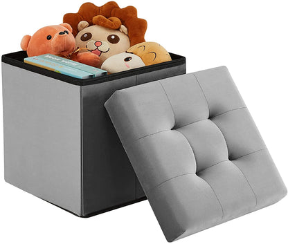 Tufted Velvet Ottoman Stool, Folding Footrest /Bed End/Padded Seat with Removable Lid