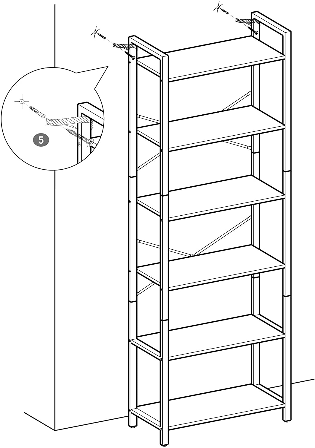6-Tier Bookshelf & Storage Rack - HWLEXTRA