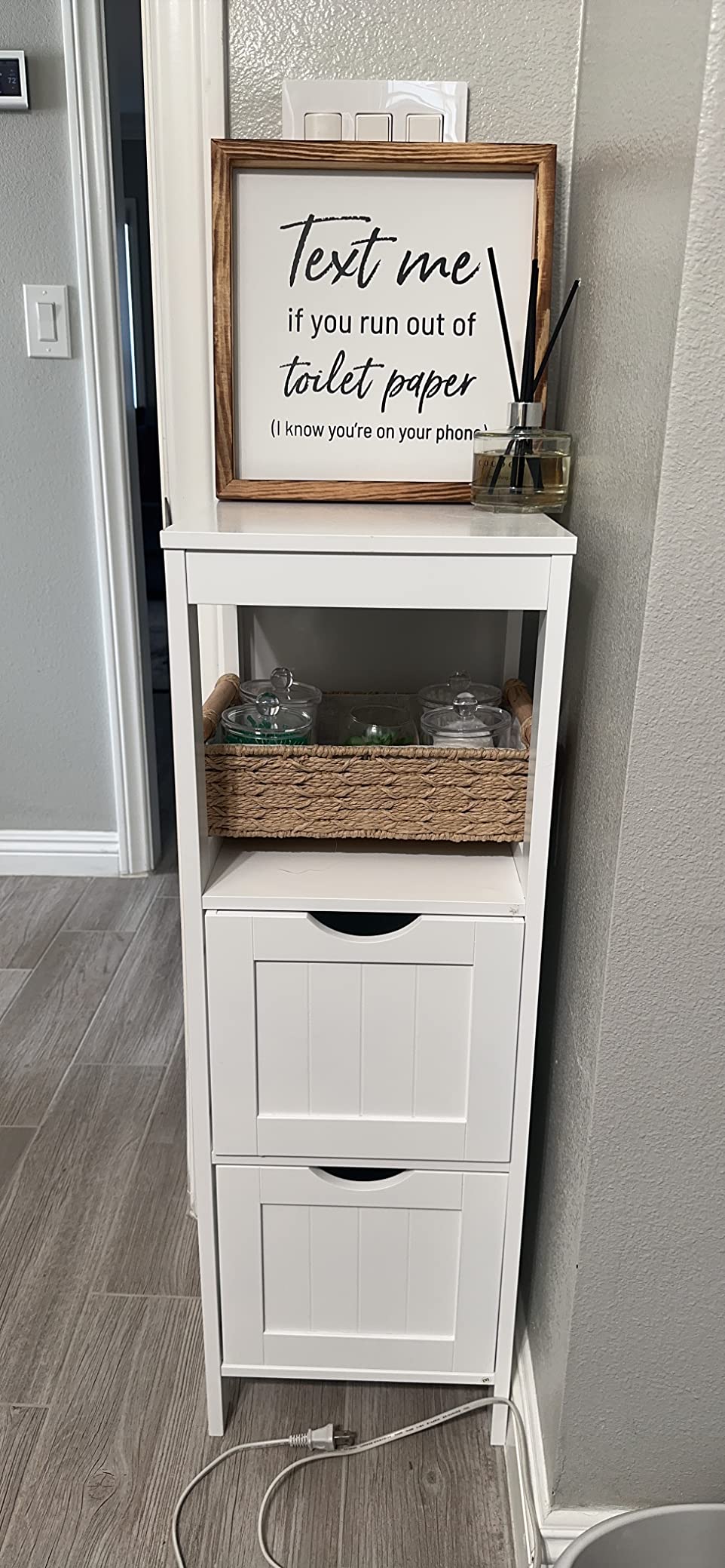 Bathroom Floor Cabinet, Bathroom Storage Organizer Rack Stand, 2 Drawers, Gray