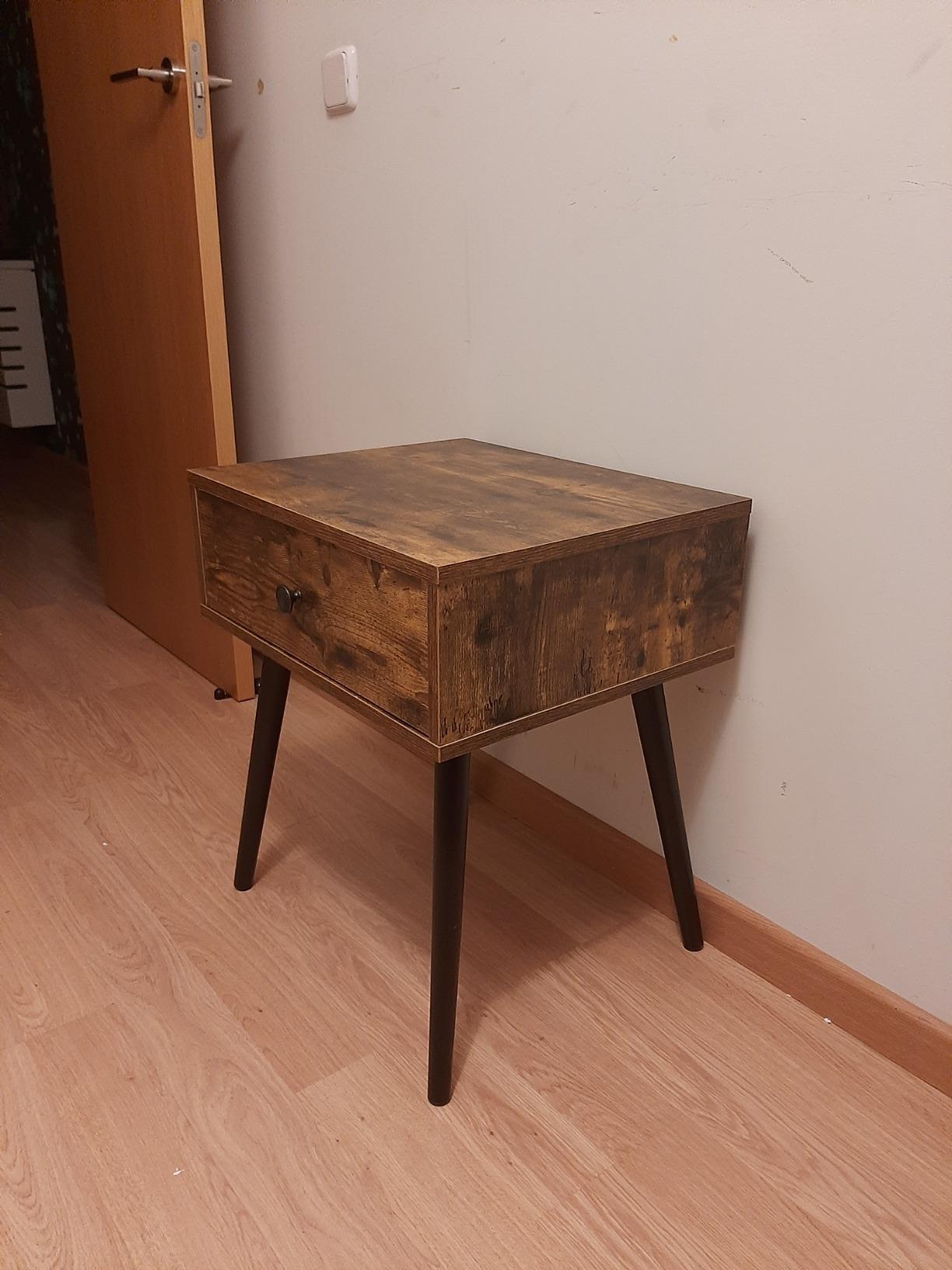 Nightstand, Sofa Side Table, End Table with a Drawer and Tapered Legs