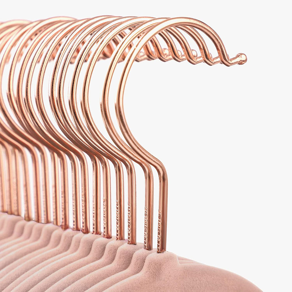 Velvet Hangers 30 Pack, Non Slip Hangers with Rose Gold Color Swivel Hook, Slim  Hangers Space Saving