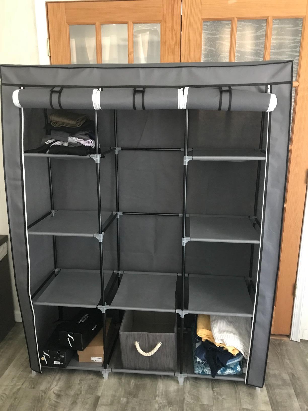 59" Portable Clothes Closet Wardrobe Storage Organizer with Non-Woven Fabric, Quick and Easy to Assemble, Extra Strong and Durable - HWLEXTRA 