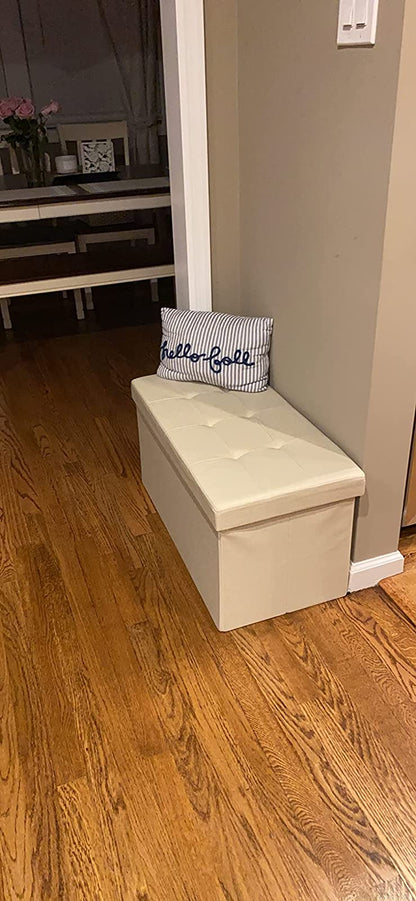 Storage Ottoman Bench, Chest with Lid, Foldable Seat - HWLEXTRA 