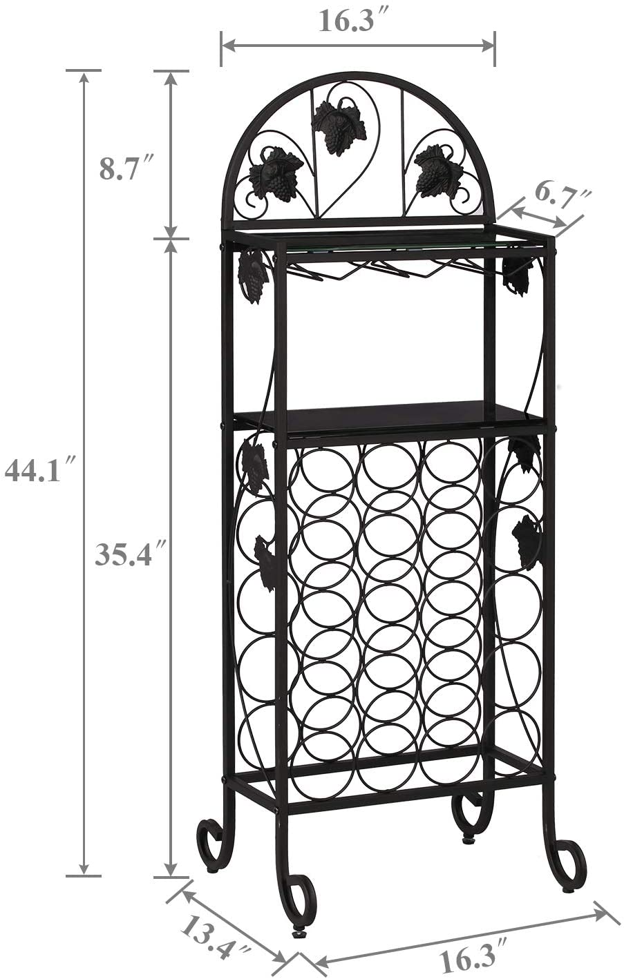 Metal Wine Rack Console Table, Holds 15, Freestanding Floor Bottles Organizer & Display Shelf
