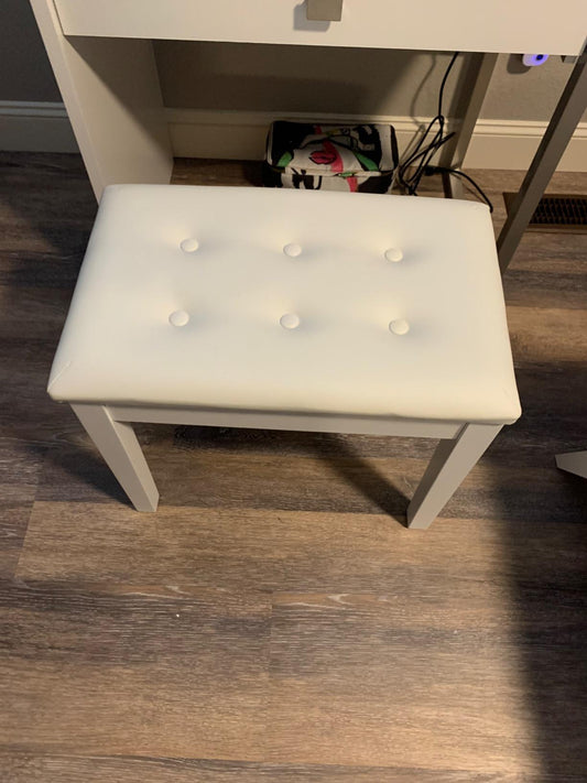 Padded Wooden Piano Vanity Bench Stool with Music Storage - HWLEXTRA 