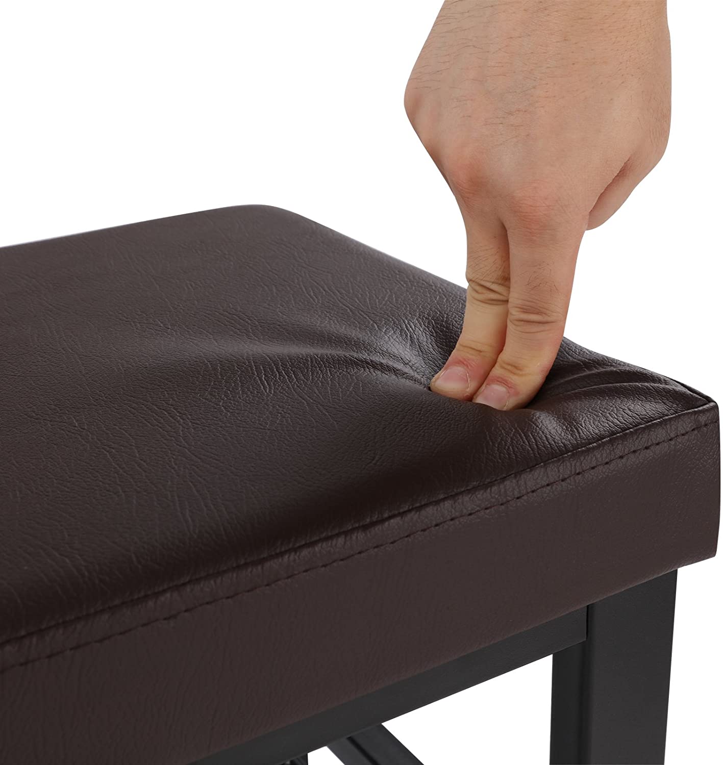 Brown Padded Storage Shoe Bench with Shelves - HWLEXTRA