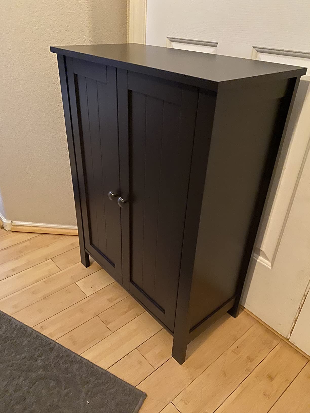 Bathroom Floor Storage Cabinet with Double Door Adjustable Shelf, 24”L x 12”W x 31.5”H White - HWLEXTRA 
