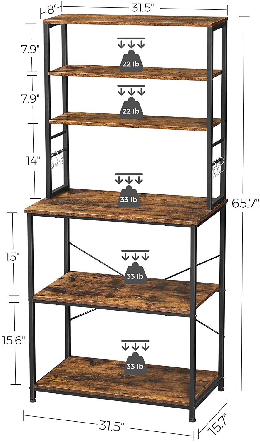 6-Tier Baker's Rack with Hutch - HWLEXTRA