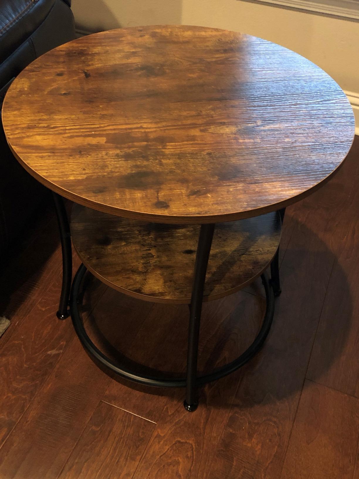 Side Table | Round End Table with Shelves - HWLEXTRA 