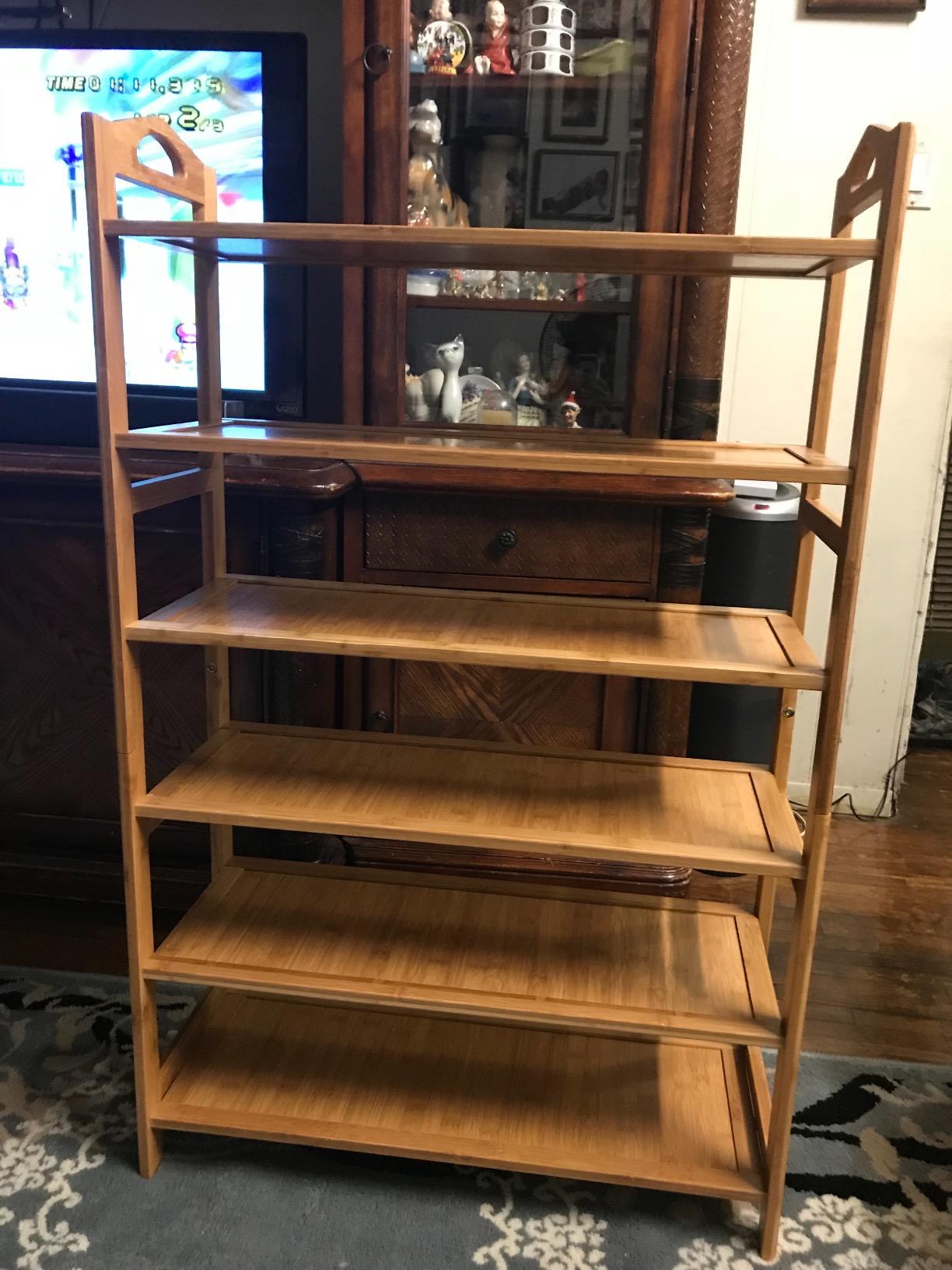 Bamboo Entryway Shoe Shelf Storage Organizer, Ideal for Hallway Bathroom Garden, 6-tier, Fresh Maple