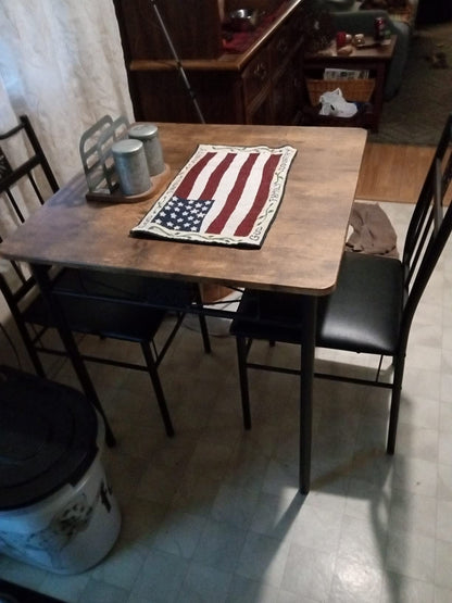 Kitchen Dining Room Table and Cushion Chairs, Dinette Sets, Space Saving, Retro Brown