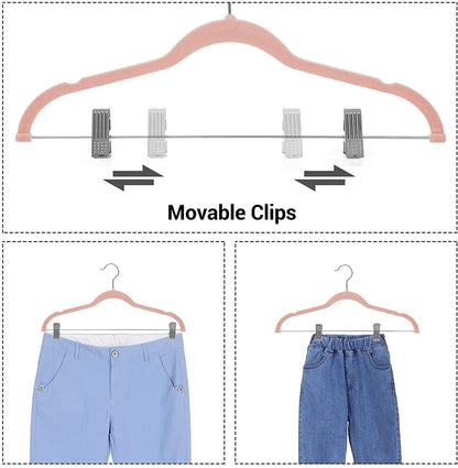 50 Velvet Coat Hangers Bundle with 30 Skirt Hangers, Space-Saving Closet Organization, Swivel Hooks - HWLEXTRA 