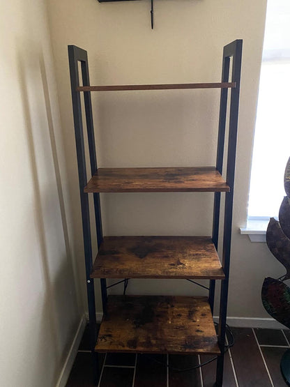 Charcoal Gray & Black 4-Tier Ladder Bookshelf - HWLEXTRA
