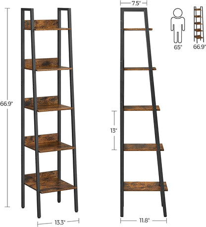 Bookshelf, Ladder Shelf 5-Tier, Freestanding Storage Shelves, for Home