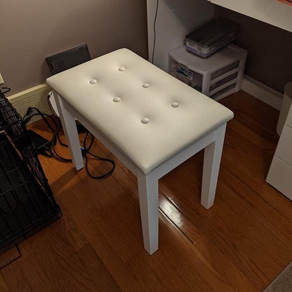 Padded Wooden Piano Vanity Bench Stool with Music Storage - HWLEXTRA 