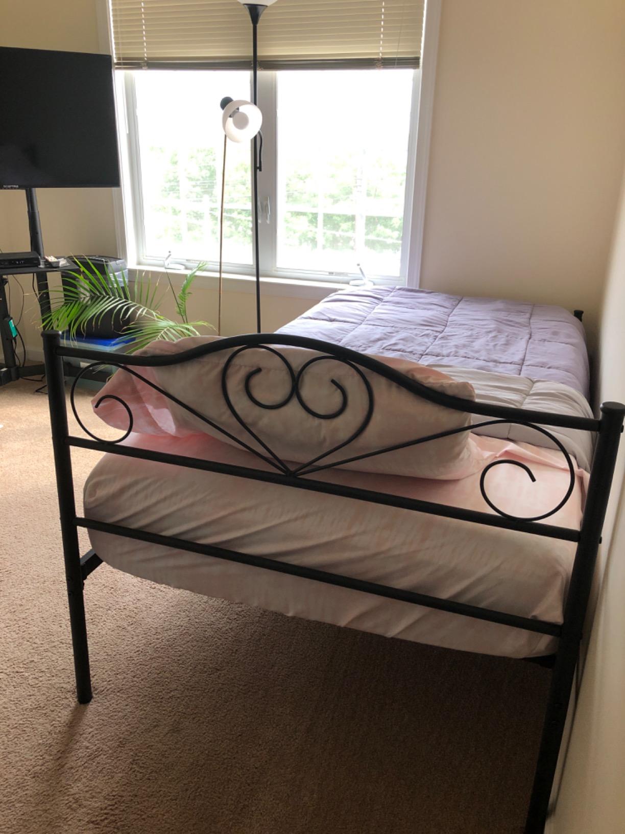 Metal Platform Mattress Foundation, Decorative Headboard & Footboard