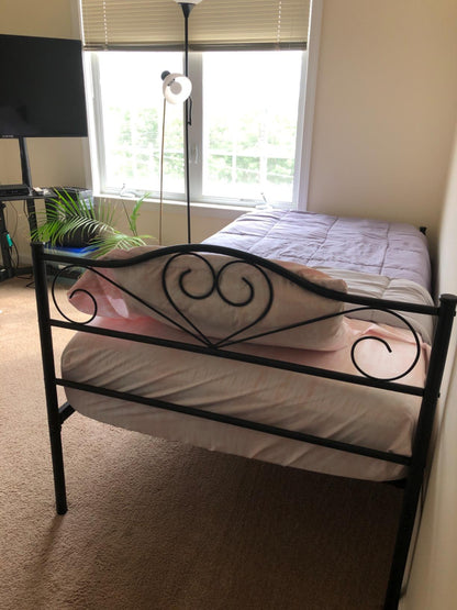 Metal Platform Mattress Foundation, Decorative Headboard & Footboard