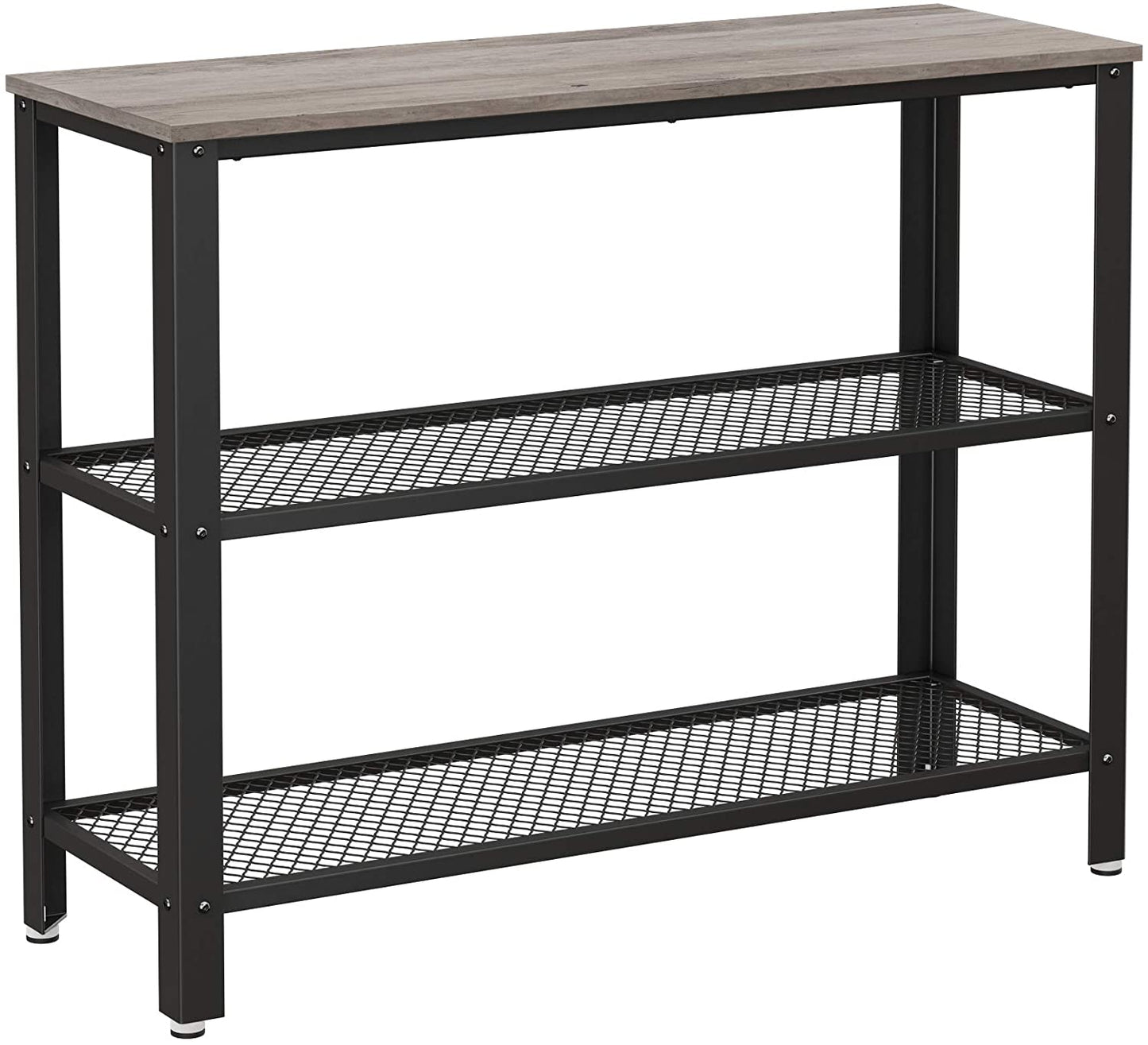 Industrial Rustic Brown Console Table with 2 Shelves - HWLEXTRA