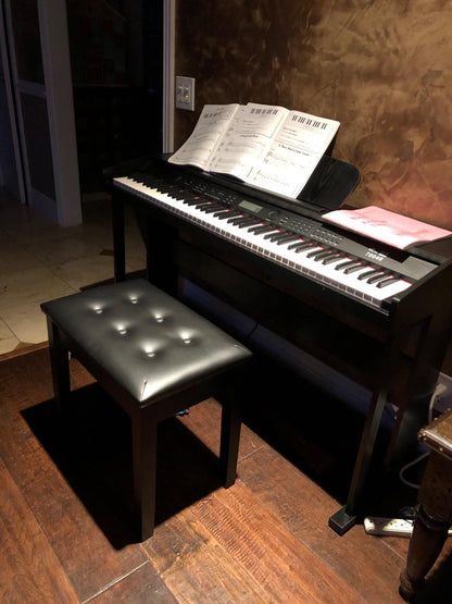 Padded Wooden Piano Vanity Bench Stool with Music Storage - HWLEXTRA 