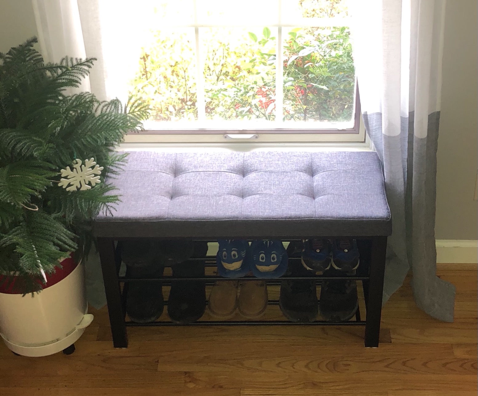 Shoe Bench, 3-Tier Shoe Rack for Entryway, Storage Organizer with Foam Padded Seat - HWLEXTRA 