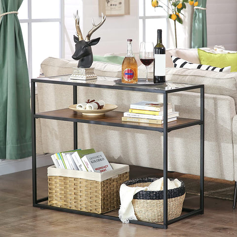 Console Table withTempered Glass Top - HWLEXTRA
