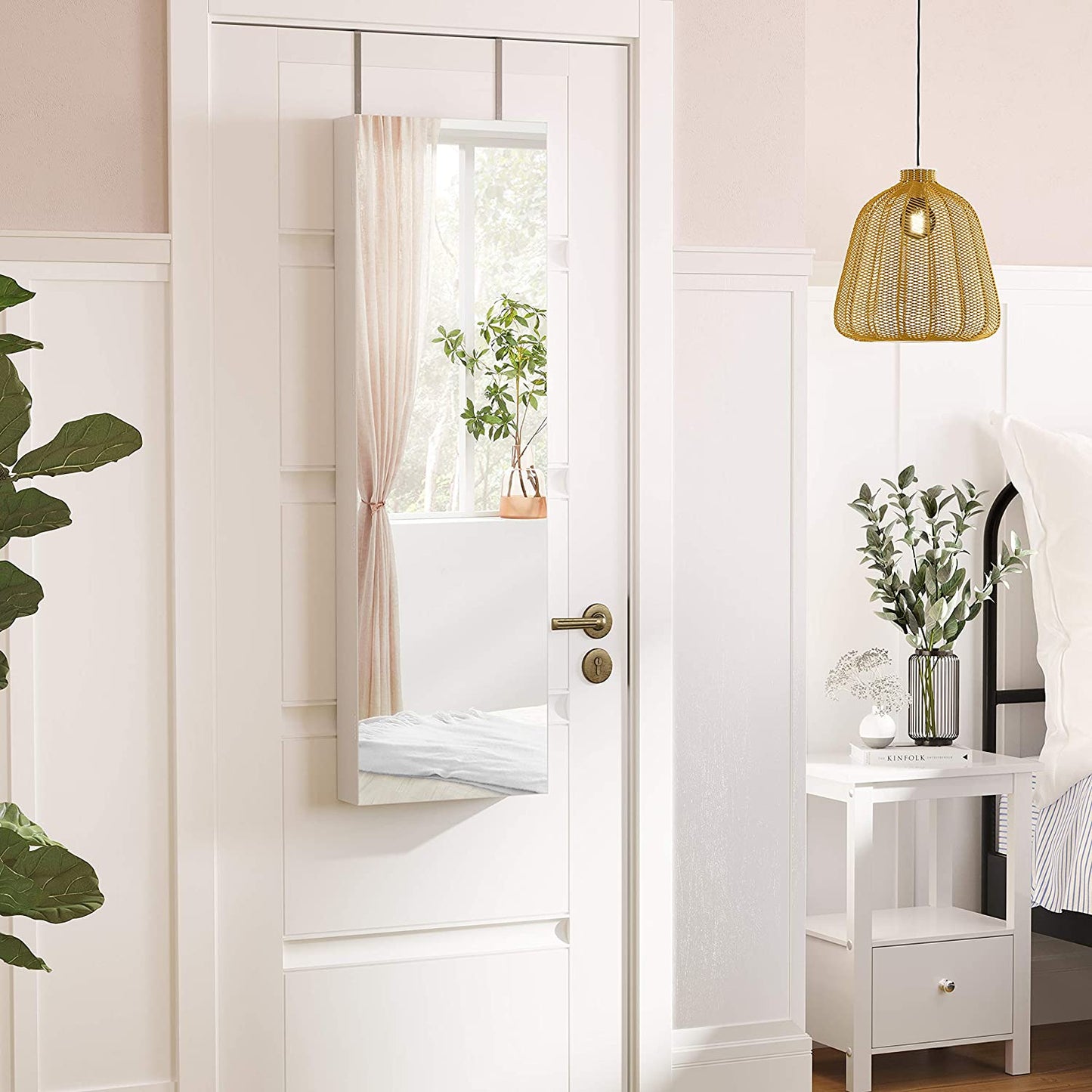 47.2" H Full Screen Mirror Jewelry Cabinet - HWLEXTRA 