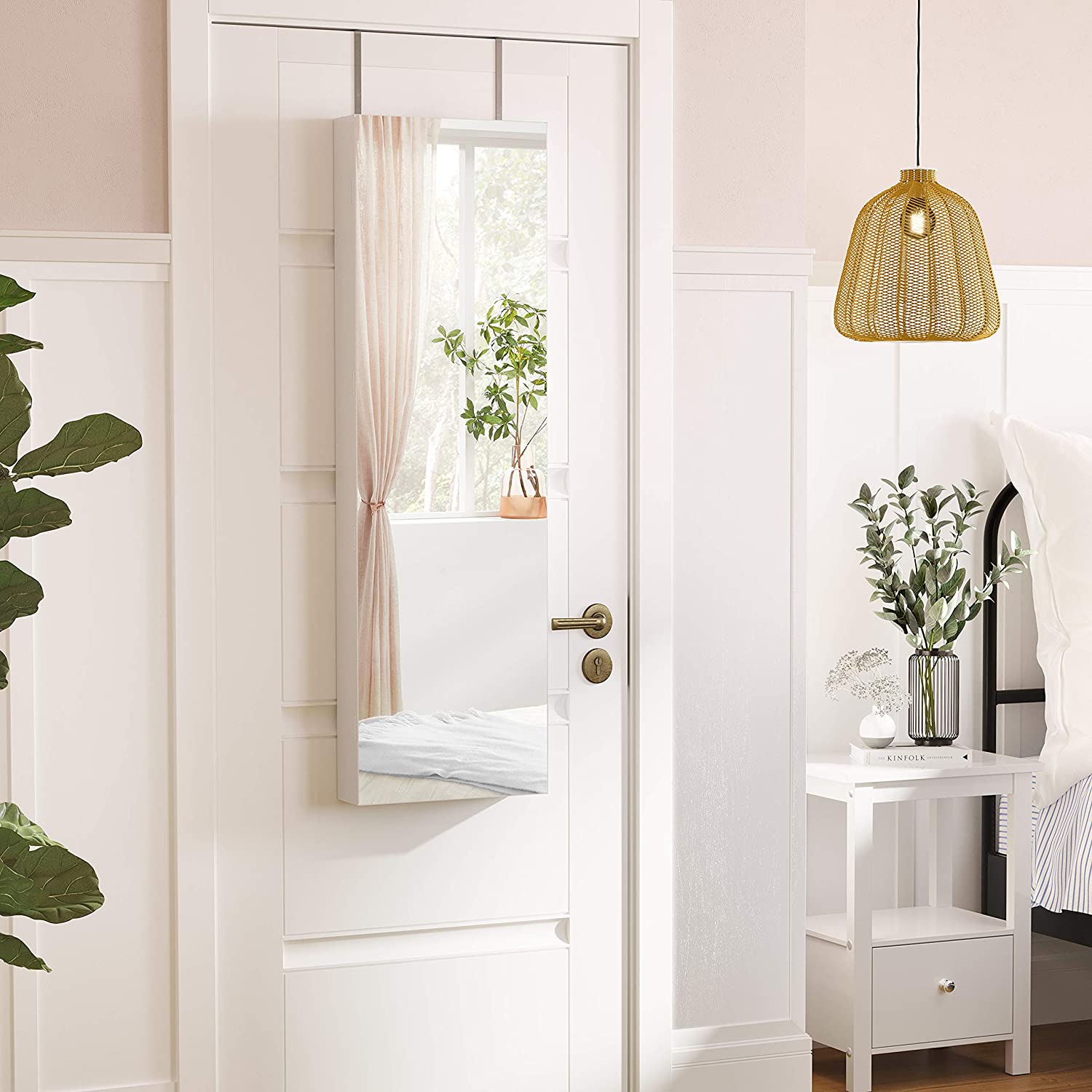 47.2" H Full Screen Mirror Jewelry Cabinet - HWLEXTRA 