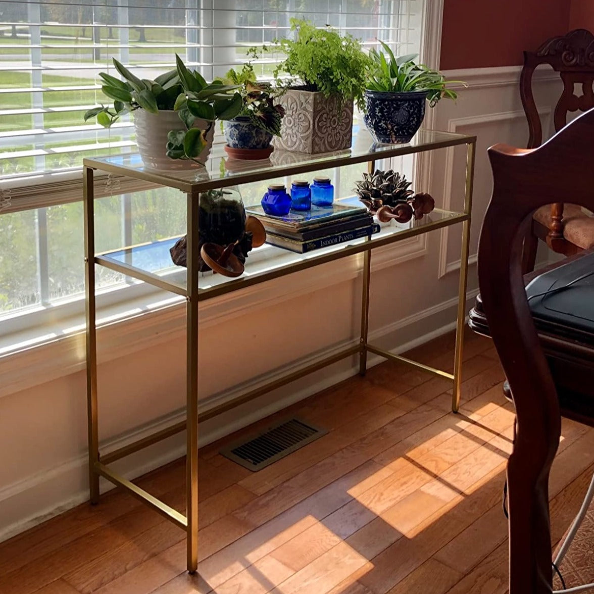 Tempered Glass Table | Console Table | Modern Sofa or Entryway Table - HWLEXTRA 
