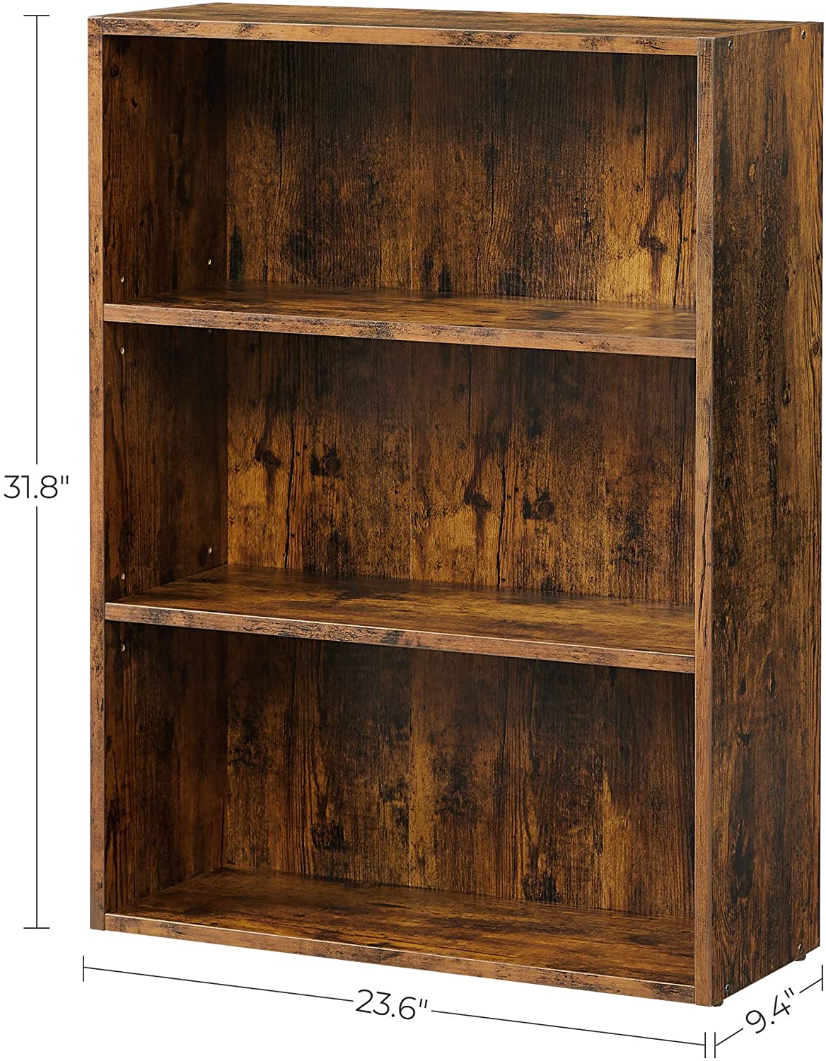 Bookshelf, Open Bookcase with Adjustable Storage Shelves, Floor Standing Unit - HWLEXTRA 