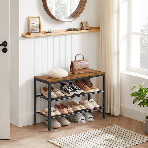 Tier Rack, Freestanding Shoe Storage Organizer, Mesh Shelves, Space-Saving in the Entryway