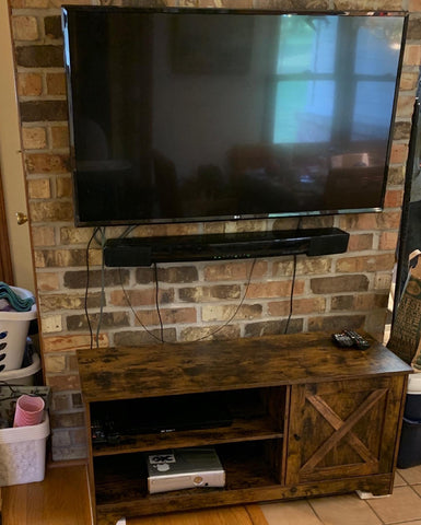 Brown TV Bench with Cabinet & Shelf - HWLEXTRA