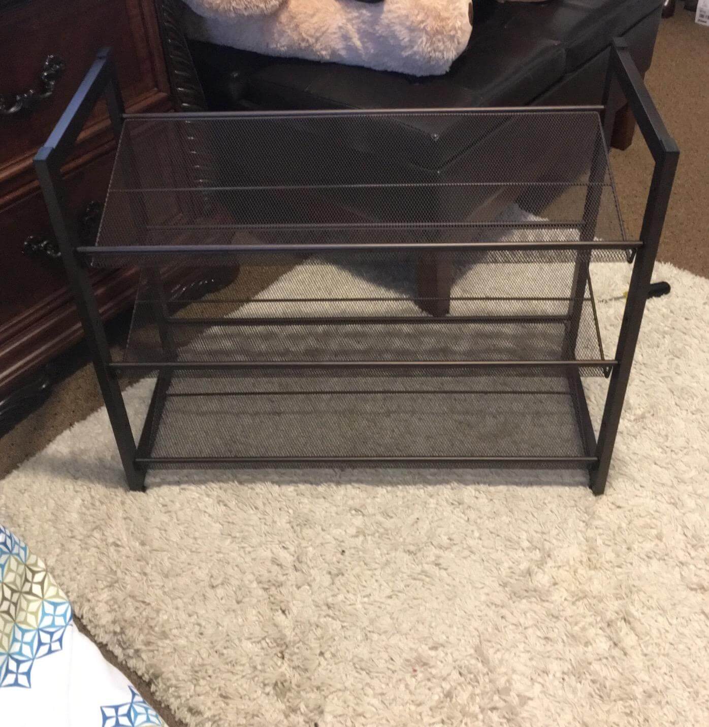 Bronze Metal Shoe Rack with Adjustable Shelves - HWLEXTRA