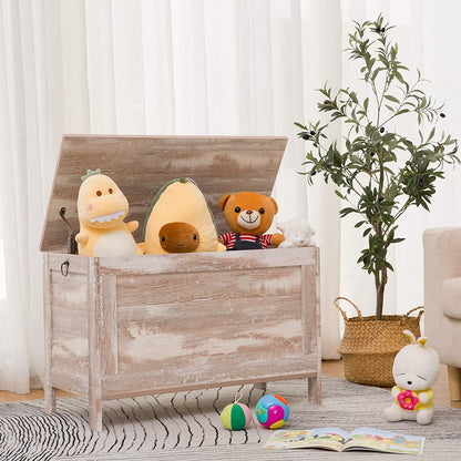 Storage Chest Sturdy Entryway Storage Bench, Wood Look Accent Furniture, Easy Assembly Oak White - HWLEXTRA 