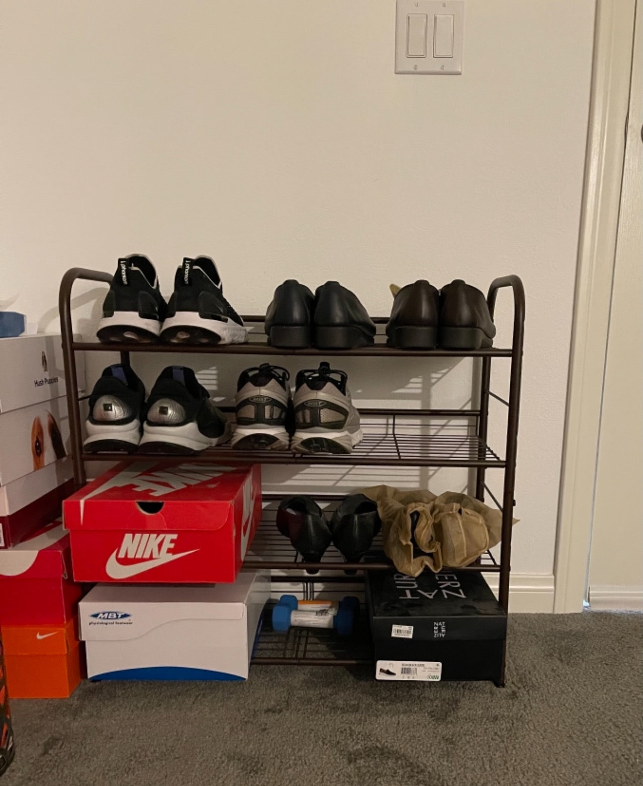 Stackable Shoe Rack, 4-Tier Shoe Rack Storage Organizer, Hold up to 16 Pairs, Steel, 27 x 10.8 x 25.6 Inches - HWLEXTRA 