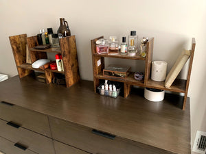 Desktop Organizer, Tabletop Storage Rack, 3 Adaptable Modules, Small Wooden Bookcase