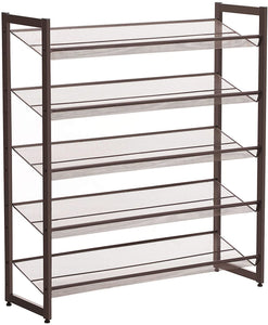 Shoe Rack, 5-Tier Stackable Shoe Storage Shelf, Metal Mesh - HWLEXTRA 