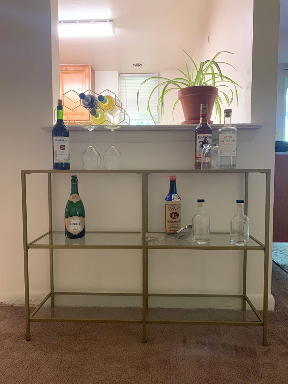 Console Table with 3 Shelves | 51.2 x 11.8 x 28.7 Inches | Metal Frame - HWLEXTRA 