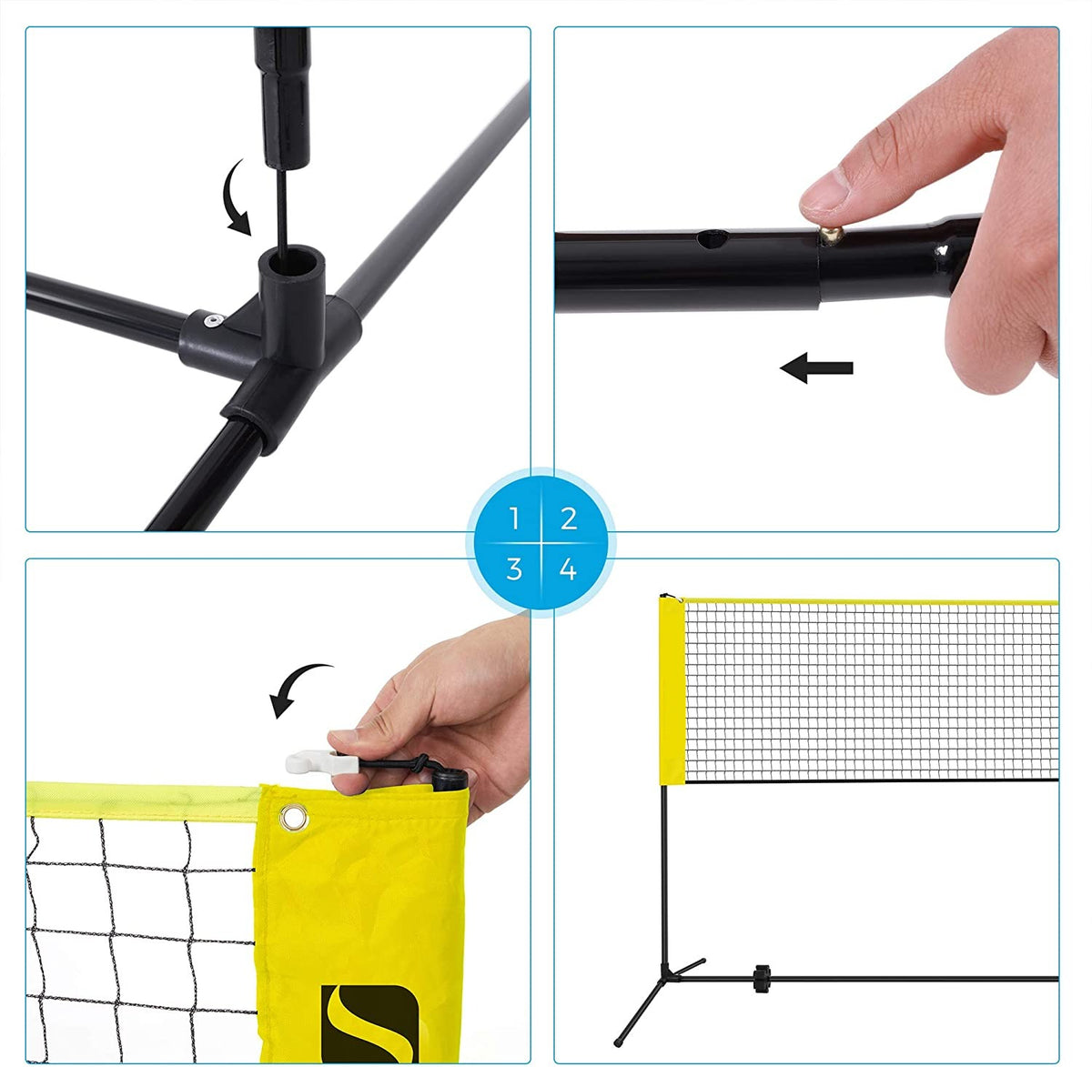 Badminton Net Set, Portable Sports Set for Badminton, Tennis, Kids Volleyball, Pickleball - HWLEXTRA 