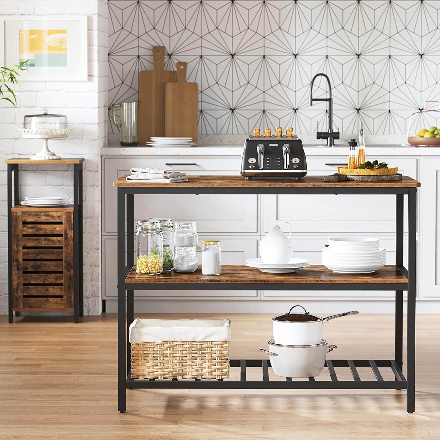 ALINRU Kitchen Island with 3 Shelves - HWLEXTRA
